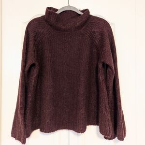 Naadam Mohair Mockneck Turtleneck Sweater | Burgundy | EUC | LG
